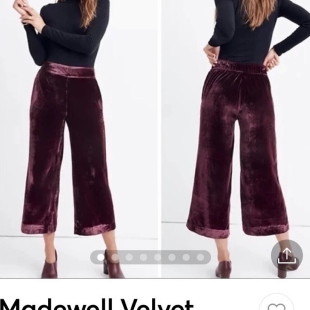 Madewell Velvet Pants Huston Pull-On Cropped Pants - Picture 2 of 6